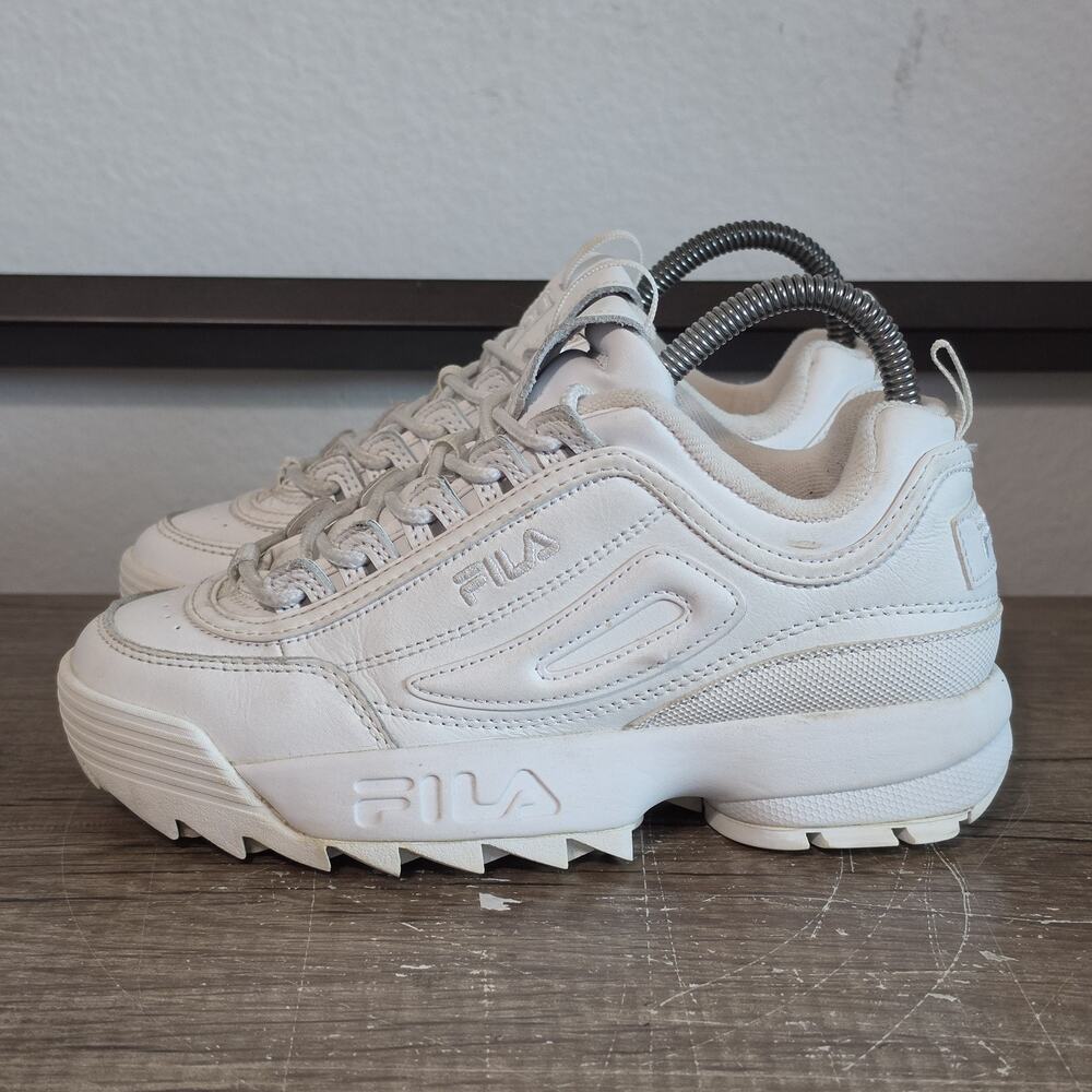 Fila Disruptor II Premium Women's Casual Platform Shoes Sneakers Size 6 White